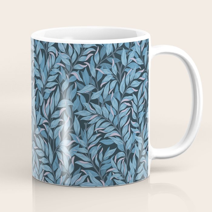 Romantic Botanica - Foliage in Dark Blue Coffee Mug Gallery Image 1