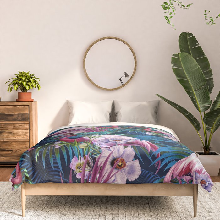 Night Forest Flamingos Comforter Gallery Image 3