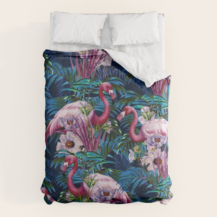 Night Forest Flamingos Duvet Cover Gallery Image 6