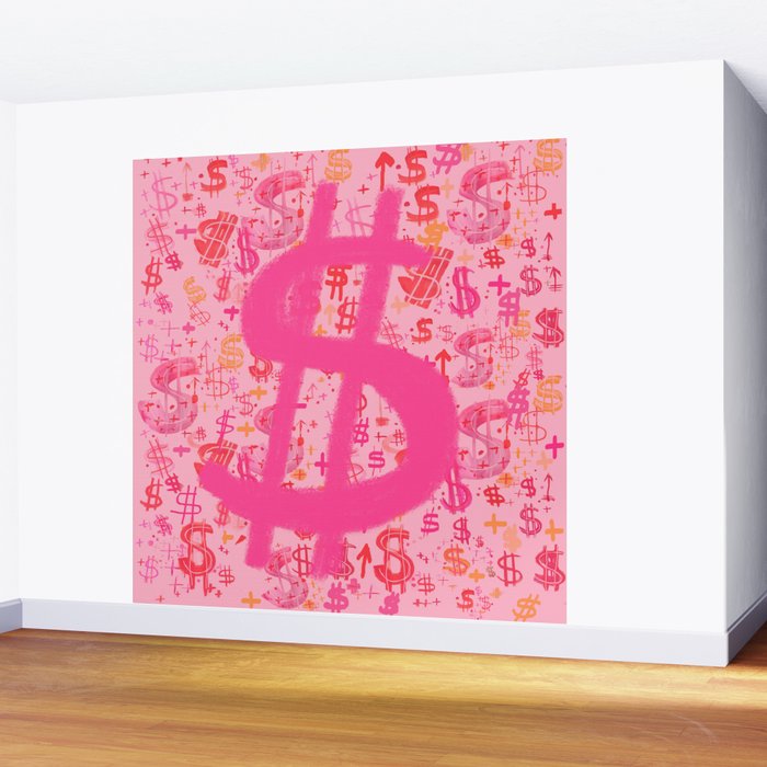Pink Dollar Signs Wall Mural Gallery Image 2