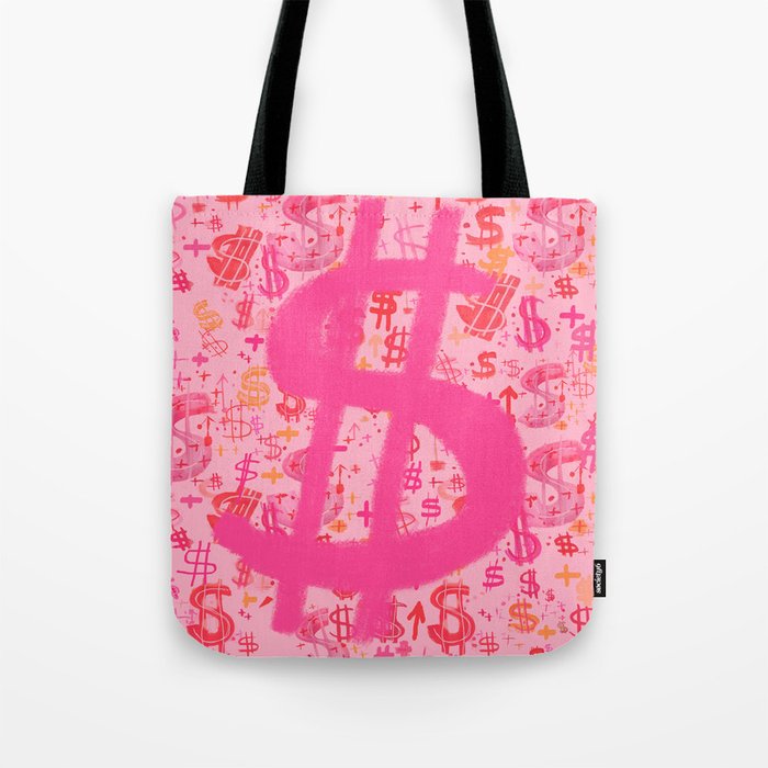 Pink Dollar Signs Tote Bag Gallery Image 1