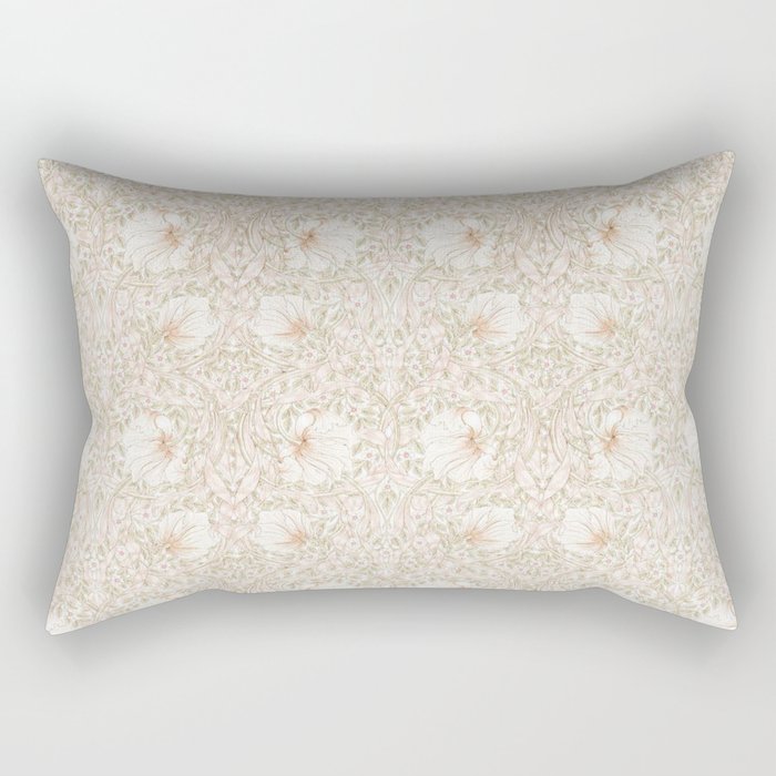 William Morris Pimpernel Cochineal Pink Pastel Floral Rectangular Pillow Gallery Image 1