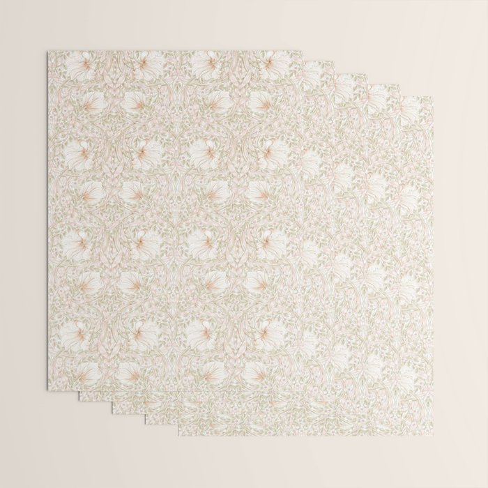 William Morris Pimpernel Cochineal Pink Pastel Floral Wrapping Paper Gallery Image 3