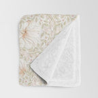 William Morris Pimpernel Cochineal Pink Pastel Floral Throw Blanket Gallery Image 3