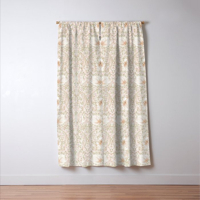 William Morris Pimpernel Cochineal Pink Pastel Floral Window Curtain Gallery Image 3