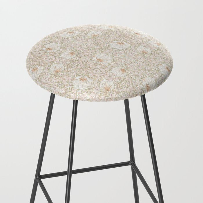William Morris Pimpernel Cochineal Pink Pastel Floral Stool Gallery Image 2