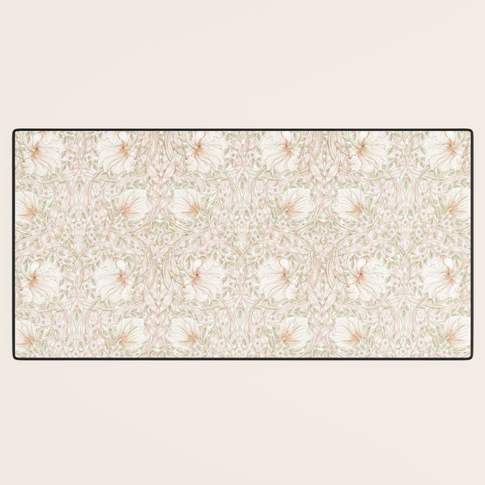 William Morris Pimpernel Cochineal Pink Pastel Floral Desk Mat Gallery Image 3