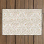 William Morris Pimpernel Cochineal Pink Pastel Floral Outdoor Rug Gallery Image 1