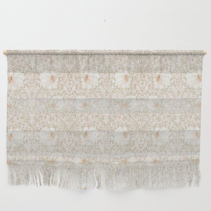 William Morris Pimpernel Cochineal Pink Pastel Floral Wall Hanging Gallery Image 1