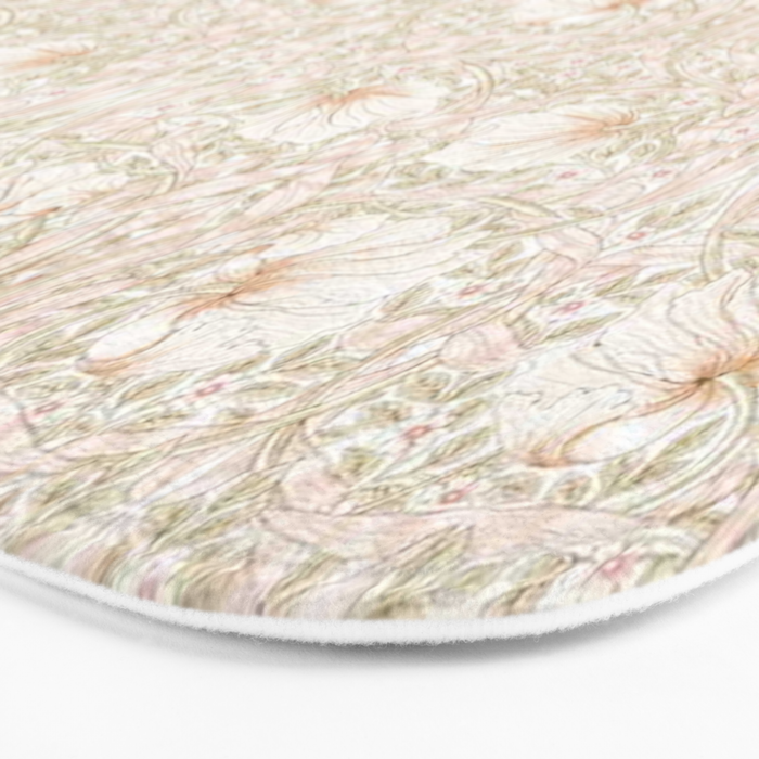 William Morris Pimpernel Cochineal Pink Pastel Floral Bath Mat Gallery Image 3