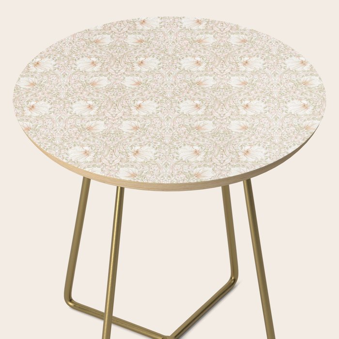 William Morris Pimpernel Cochineal Pink Pastel Floral Side Table Gallery Image 2