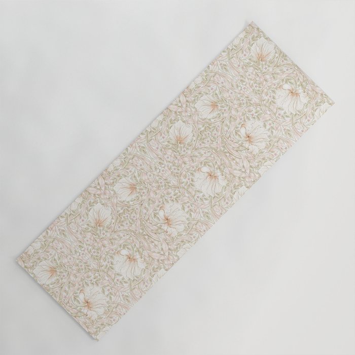 William Morris Pimpernel Cochineal Pink Pastel Floral Yoga Mat Gallery Image 1