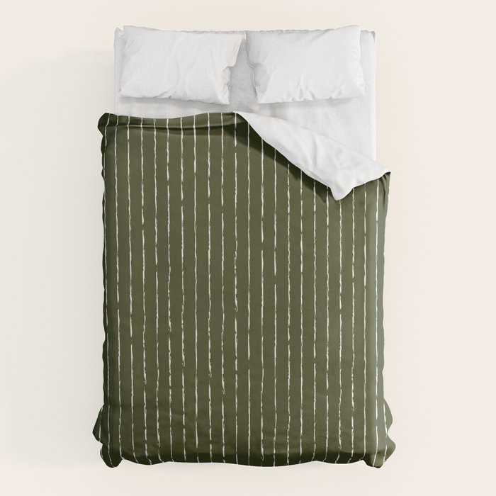 Lines II (Olive Green) Duvet Cover Gallery Image 6