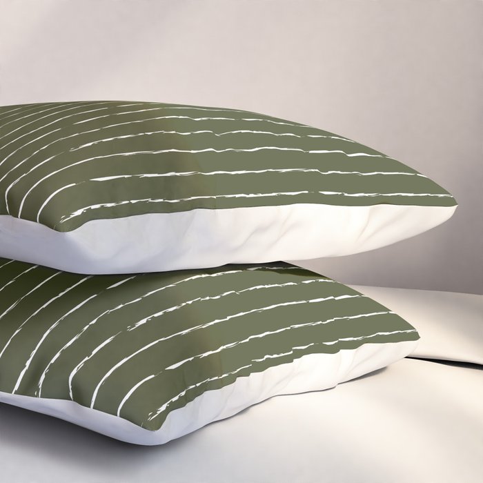 Lines II (Olive Green) Pillow Sham Gallery Image 3