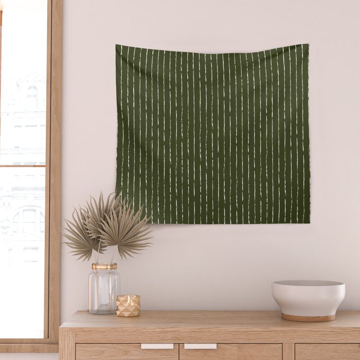 Lines II (Olive Green) Wall Tapestry Gallery Image 2