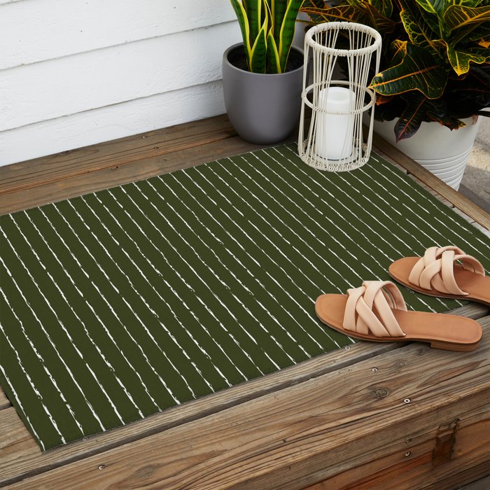 Lines II (Olive Green) Outdoor Rug Gallery Image 2