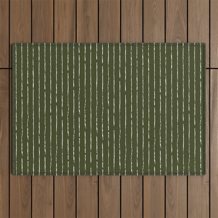 Lines II (Olive Green) Outdoor Rug Gallery Image 1