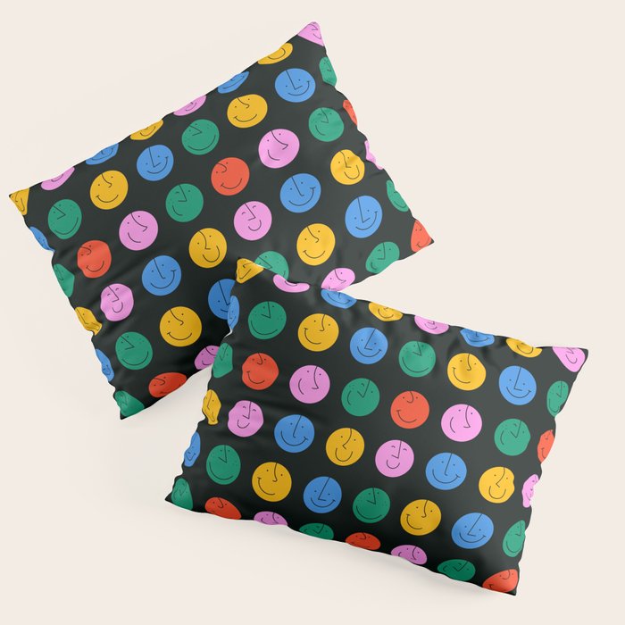 Colorful diverse people face cartoon pattern Pillow Sham Gallery Image 3