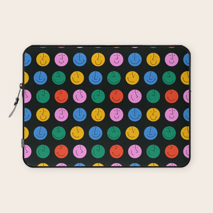 Colorful diverse people face cartoon pattern Laptop Sleeve Gallery Image 1