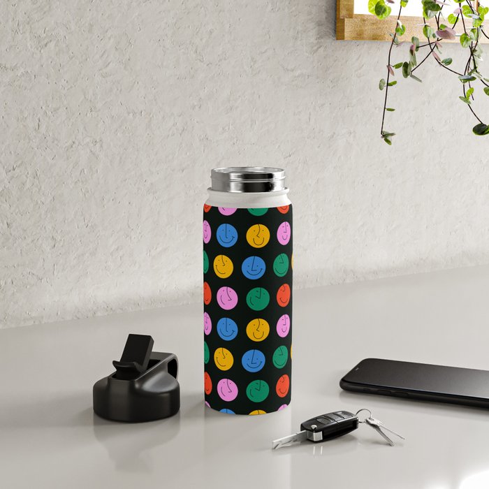 Colorful diverse people face cartoon pattern Water Bottle Gallery Image 4