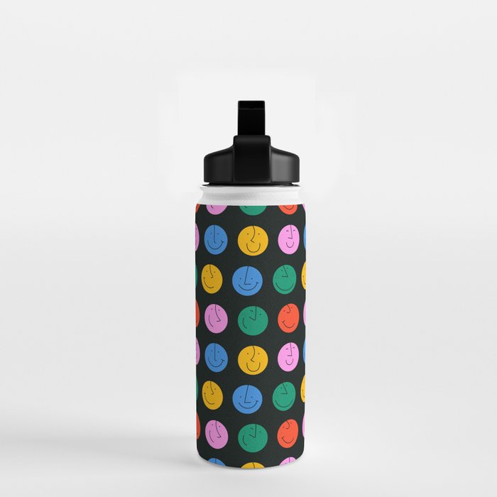 Colorful diverse people face cartoon pattern Water Bottle Gallery Image 2