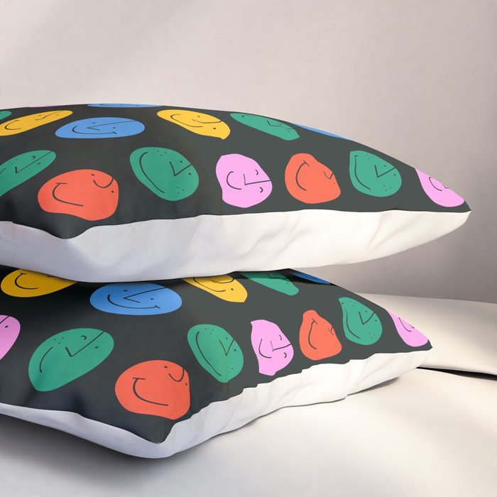 Colorful diverse people face cartoon pattern Pillow Sham Gallery Image 3