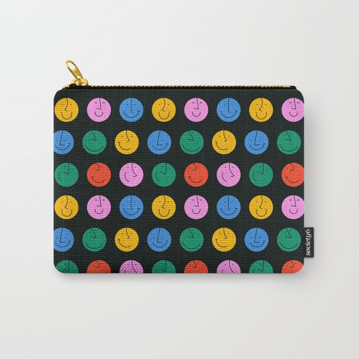 Colorful diverse people face cartoon pattern Carry All Pouch Gallery Image 1