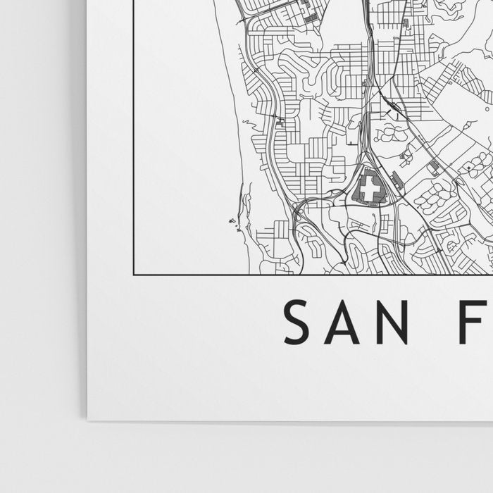 San Francisco White Map Poster Gallery Image 3