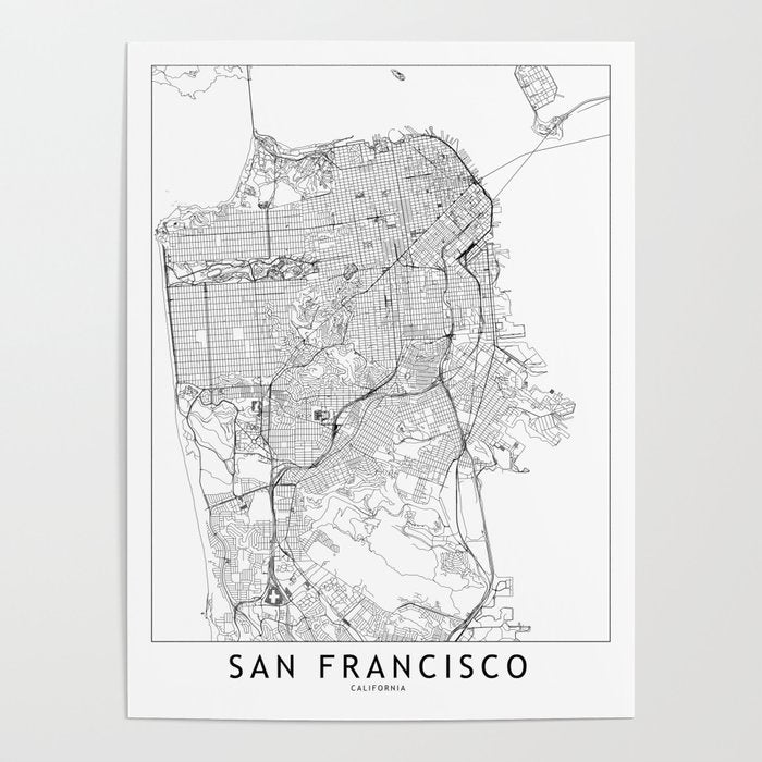 San Francisco White Map Poster Gallery Image 4
