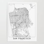 San Francisco White Map Poster Gallery Image 4