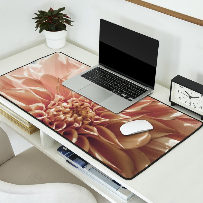 Always the Optimist  pink dahlia botanical flower photograph Desk Mat Gallery Image 2