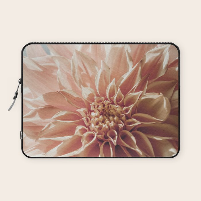 Always the Optimist  pink dahlia botanical flower photograph Laptop Sleeve Gallery Image 1