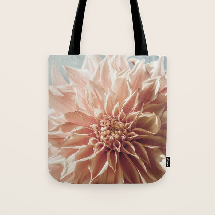 Always the Optimist  pink dahlia botanical flower photograph Tote Bag Gallery Image 1