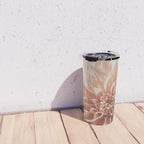 Always the Optimist  pink dahlia botanical flower photograph Travel Mug Gallery Image 4