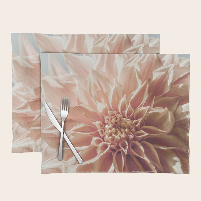Always the Optimist  pink dahlia botanical flower photograph Placemat Gallery Image 1