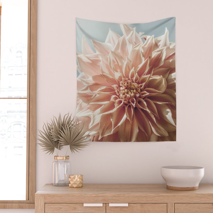 Always the Optimist  pink dahlia botanical flower photograph Wall Tapestry Gallery Image 2