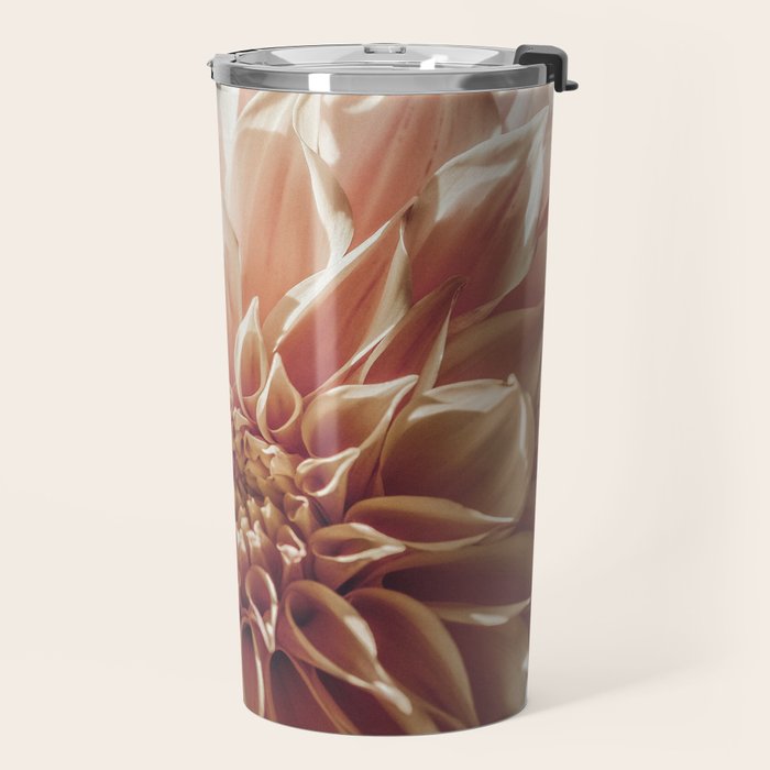 Always the Optimist  pink dahlia botanical flower photograph Travel Mug Gallery Image 2