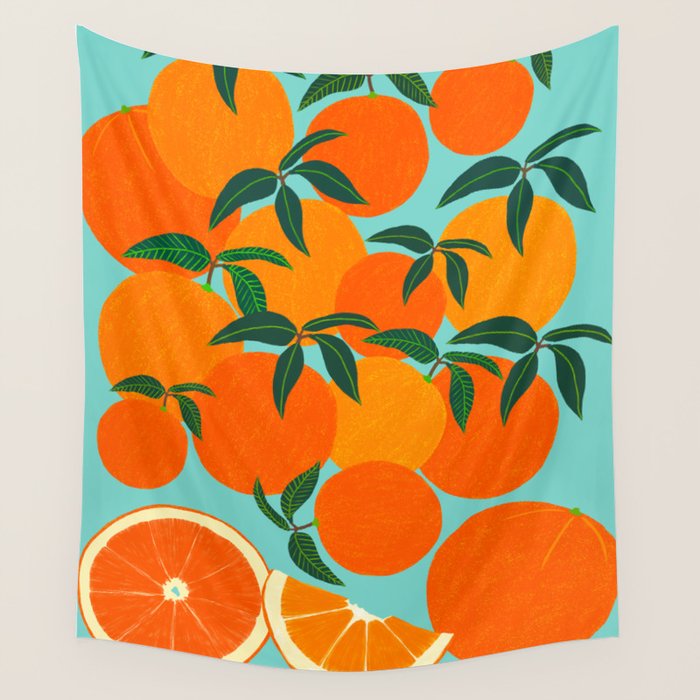 Orange Harvest - Blue Wall Tapestry Gallery Image 4