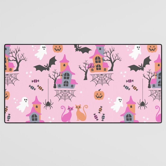 Pink Halloween pastel spooky party Desk Mat Gallery Image 3