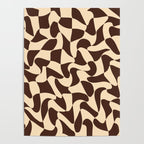 Wavy Checkerboard in Brown & Cream Poster Gallery Image 4