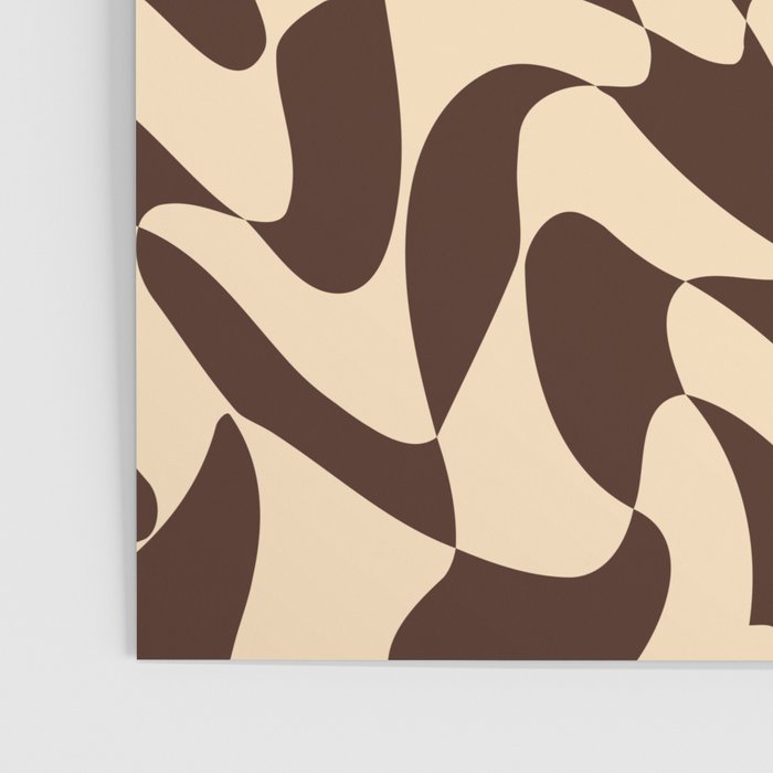 Wavy Checkerboard in Brown & Cream Poster Gallery Image 3