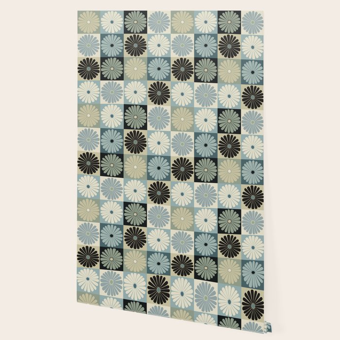 Retro Flowers Check Pattern VI Wallpaper Gallery Image 2