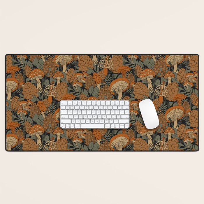 Autumn Mushrooms and Pinecones Desk Mat Gallery Image 1