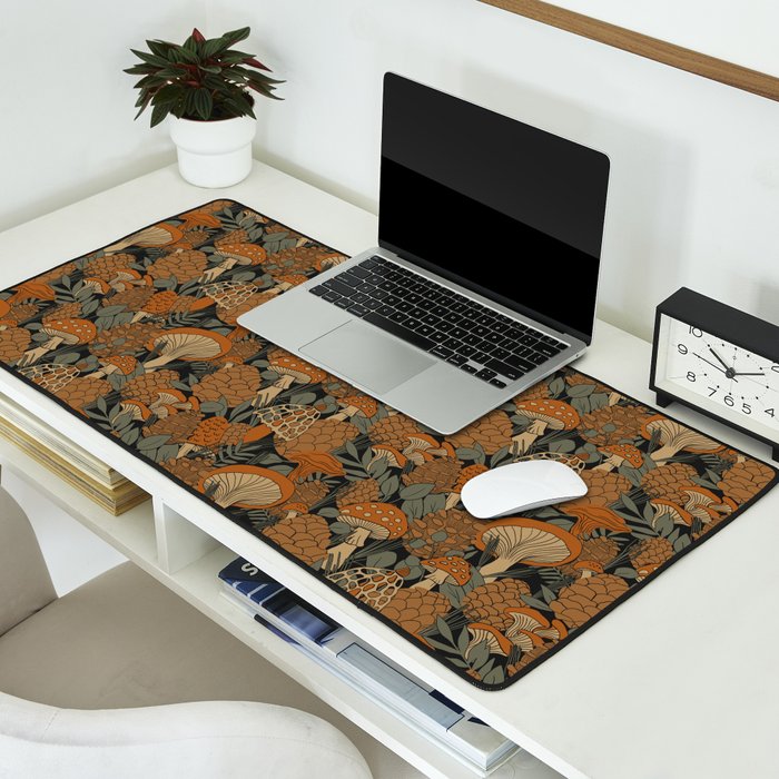 Autumn Mushrooms and Pinecones Desk Mat Gallery Image 2