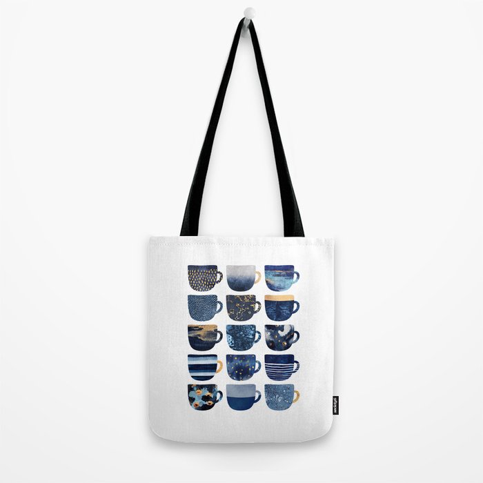 Pretty Blue Coffee Cups Tote Bag Gallery Image 2