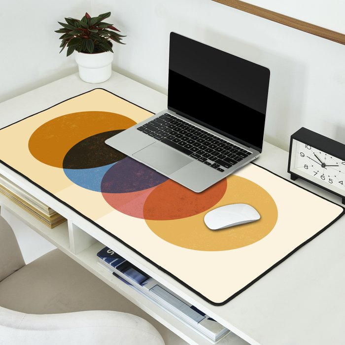 Abstraction_SUNRISE_SUNSET_CIRCLE_RISING_COLORFUL_POP_ART_0425A Desk Mat Gallery Image 2