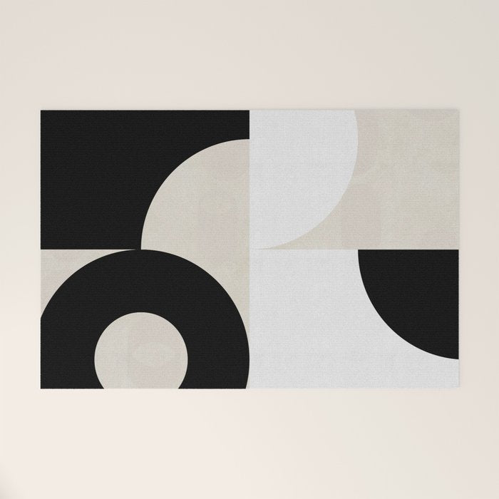 geometry mid modern black white III Welcome Mat Gallery Image 1