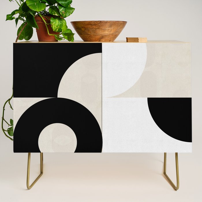 geometry mid modern black white III Credenza Gallery Image 1
