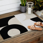 geometry mid modern black white III Outdoor Rug Gallery Image 2