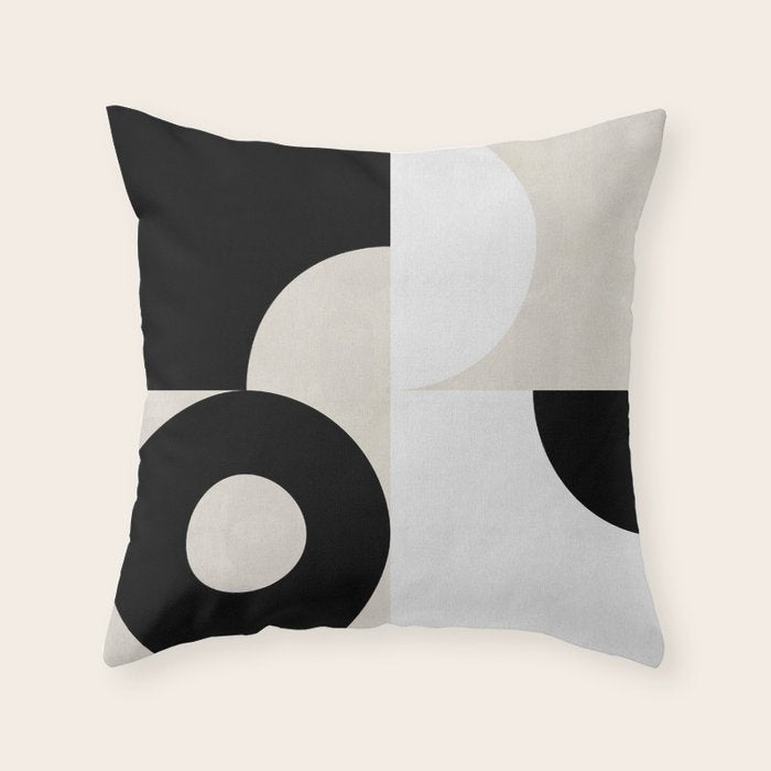 geometry mid modern black white III Throw Pillow Gallery Image 6